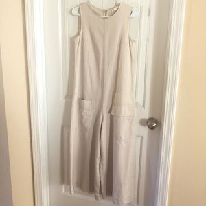 COS Wide-leg cotton-linen jumpsuits beige size 4